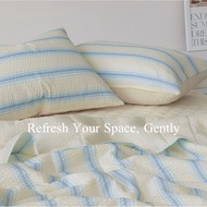 Sarung Bantal Sejuk Gaya Korea | Corak Jalur Minimal & Warna Lembut | 40x60 / 50x70cm (4 Warna)