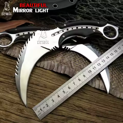 LCM66 Mirror light scorpion claw knife outdoor camping jungle survival battle karambit Fixed blade h