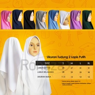 Tudung Sarung Sekolah Dua Lapis Kain Licin Koshibo Menengah Rendah Putih Hitam Biru Pengawas Gelap H