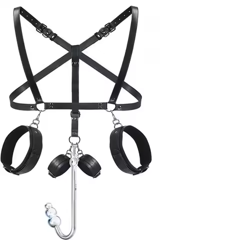 BDSM Bondage Kit Adjustable Restraint Harness Set Wrist Cuffs Metal Hook Couples Roleplay Accessorie
