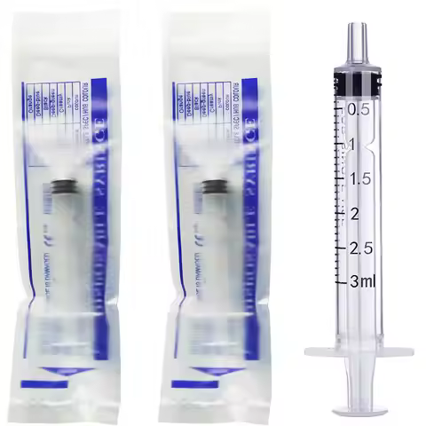 3ml/cc Sterile Disposable Luer Slip Plastic Syringe Without Needle, Individually Wrapped For Lab Use
