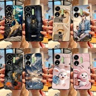 For Itel P55 5G P661N / ItelP55 (4G) A666L Case Lovey Cartoon Painted Soft Silicone Jelly Black Cove