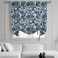 HPD Half Price Drapes Tie-Up Window Shade 46 X 63 Inch Fleur Printed Cotton PRTW-TUD48-63 (1 Panel), Fleur Blue