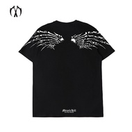 MIRACLE KLL เสื้อแบบหลวมลำลองสำหรับผู้ชายและผู้หญิงพิมพ์ลายกระดูกเสื้อยืดปีก