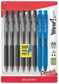 Pentel174; Wow!153; Retractable Ballpoint Pens, 1mm, 8ct - Black/Blue Black