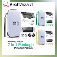 Nintendo Switch OEM 7-in-1 Bundle Protection Set - Travel Pouch + Strap + Screen Protector + Silicone Thumbgrip  + Clear Hard Shell 🍭 Nintendo Switch Accessory -  ArchWizard