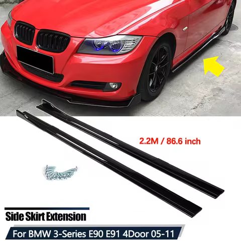 For BMW Accessories 3 Series E90 E91 320i 330i 2005-2011 Car Side Skirts 2.2M 86.6inch Extension Roc