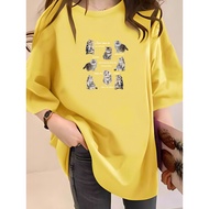 [AMYGO] M-5XL Tshirt Women Loose T Shirt Woman 2Y753 T shirt Blouse Tshirt Clothes T shirt Plus Size