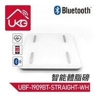 UKG - 白色藍牙智能體脂磅直條圖案，智能家用電子秤BMI磅體重秤多功能測量秤體脂秤健康體脂儀人體磅精確電子體重磅人體秤成人秤愛美人仕潮人智能體脂磅測量體質減肥(UBF-1909BT-STRAIGH
