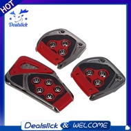 Red Black Nonslip Pedal Pad Cover 3 Pcs for MT Auto Car