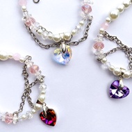 Bridgerton Coquette Chain Heart Crystal Pearl Bracelet Bracelet