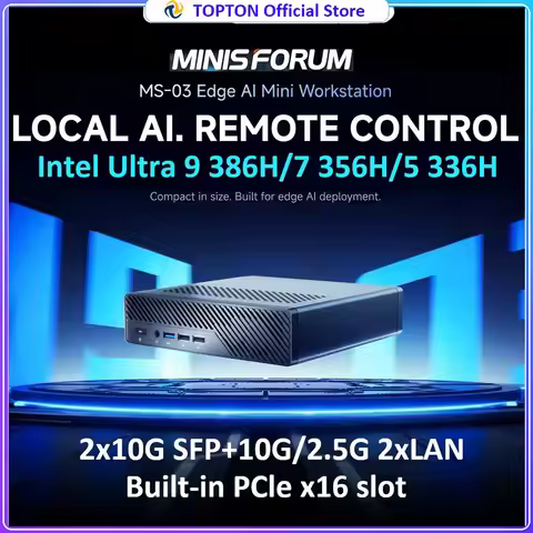 MINISFORUM MS-03 AI Mini PC Gamer Intel Ultra 7 356H 5 336H 2x10G SFP 10G/2.5G 2xLAN 3xNVMe Windows