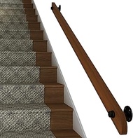 1-20ft Stairs Handrail, Non-Slip Solid Wood Stair Handrails Home Against The Wall Indoor Loft Elderl