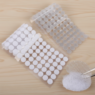 White Dot Fastener Stickers - Round Magic Dots, Transparent Double-Sided Adhesive Tape, Strong Bondi