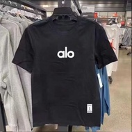 Alo Brand Printed Couple T-Shirt Heavy Loose Versatile Letter Tee