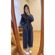 Women Korean Version Ruffled Loose High-End Feeling Jumpsuit Jumpsuit 2024 Spring New Style Age-Reducing Doll Collar Denim 2XPR