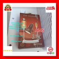 HP A145 100% ORIGINAL SAVER ADAPTOR 3A 3 CAR CHARGER SPIRAL SPRING TRAVEL ADAPTER CAR CHARGER 2 USB 