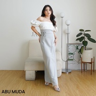 JANE COLLECTION || Maxi Dress Panjang Casual Pesta Bahan Scuba Baju Kondangan Hitam Party Polos Sabr