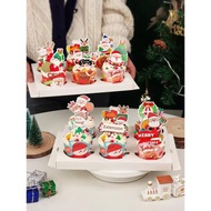 2024圣誕蛋糕裝飾插牌圣誕老人麋鹿襪子拐杖插牌紙杯烘焙甜品插牌