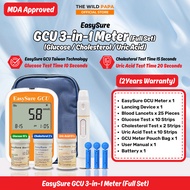 EASYSURE GCU 3-in-1 Blood Glucose, Cholesterol & Uric Acid Test Meter-2 Years Warranty& MDA Approved