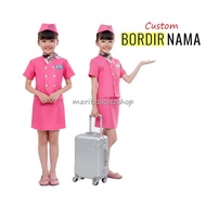 1 SET OF CHILDREN'S FLIGHT ATTENDANTS (SHORT SLEEVES) PINK COLOR FLIGHT ATTENDANT CARNIVAL COSTUME