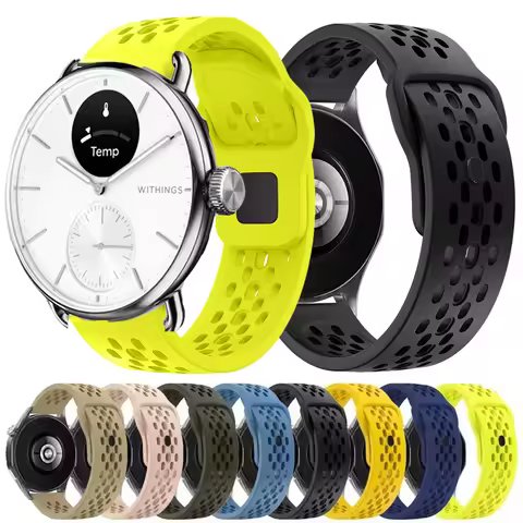 18mm 20mm Breathable Sport Strap For Withings ScanWatch 2 38mm/42mm Silicone Band For Steel HR 36mm/