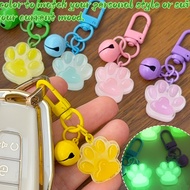 1/3/5Pcs Luminous Cat Paw Resin Keychain with Bell - Friend Couple Key Ring Pendant - Cute, Funny - 