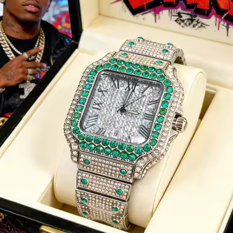 Full Diamond High Quality Ice Out Watch Men Luxury Steel Quartz Watch Man Fashion Hip Hop Diamond Wa