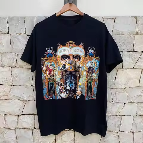 European American 90s 100 Cotton Short Sleeve Shirt Tribute To Classic Michael Jack Dangerous Album 