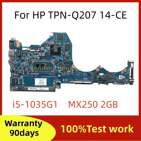DAG7ALMB8C0 For HP Pavilion 14-CE TPN-Q207 G7AL-2G Laptop Motherboard DDR4 I5-1035G1 CPU MX250 2G L6