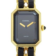 【日本直送】香奈兒 CHANEL Premiere S 手錶 H0001 鍍金 x 皮革 石英 類比顯示 黑色錶盤 女款【二手】