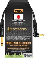 WORLDS BEST CABLES 1 Foot - Guitar Bass Instrument Cable Custom Made Using Mogami 2524 Wire and Eminence Angled to Straight ¼ Inch (6.35mm) Gold TS Connectors