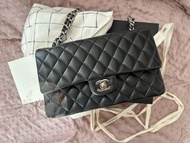 ❤️‍🔥CHANEL CLASSIC FLAP 25cm黑銀羊皮