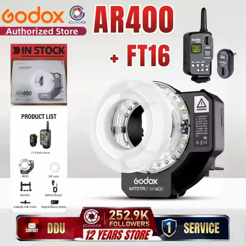 Godox Witstro AR400 400WS Ring Flash Speedlite Light LED Video Light + FT-16 Trigger 4000mAH Li-ion