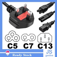 IEC to 3 Pin UK Plug Power Cable Cord C5 C7 C13