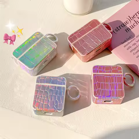 Crocodile Laser Colorful Leather+PC Hard Earpods Case for Apple Airpods 4 2024 1 2 3 Pro 2 Wireless 
