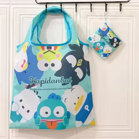 Sanrio Hello Kitty Reusable Tote Bag Kuromi My Melody Portable Grocery Shopping Bag Cinnamoroll Eco-