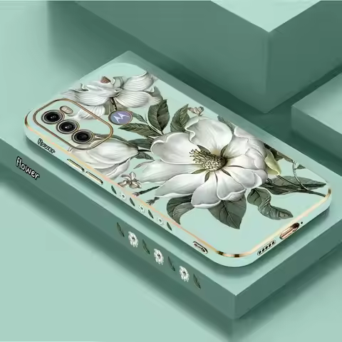 Blooming Jasmine Luxury Plating Phone Case For Motorola Moto G60 G50 G53 G52 G42 G30 G20 G22 G52 E20