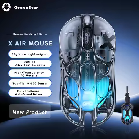 GravaStar X AIR Transparent X Pro Magnesium alloy Hollow-out 3Modes Wireless Gaming Mouse Bluetooth 