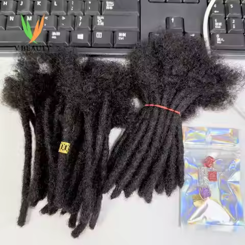 4/6/8 Inch 0.6cm Width Dreadlock Extensions Real Human Hair For Man/Women Permanent Loc Extensions B