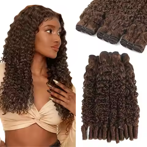 #4 Dark Brown Burmese Curly Human Hair Bundles Virgin Hair Burmese Raw Human Hair Extensions 3C4A Sp
