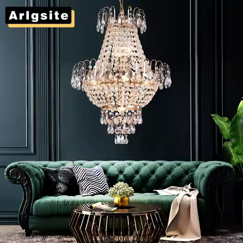 Luxury Gold Crystal Chandelier Elegant Dazzling K9 Crystals Ceiling Light for Living Room Dining Roo