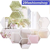 7 Pcs Modern Geometric Hexagon Mirror Decoration Wall Sticker Cermin Dinding Hexagon Hiasan Rumah Pejabat DIY Cermin DIY