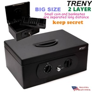 TRENY Heavy Duty Cash Box Case Storage Kotak Simpan Duit Ringgit Malaysia Locker Safety Money Box With Password