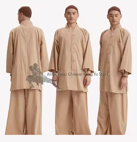 Summer Buddhist Monk Suit Farming Meditating Kung fu Uniform Wushu Shaolin Martial arts Jacket Pants