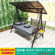 Outdoor Solar Powered Swing Chair Villa Courtyard Hanging Chair Garden Balcony Three Person Swing Be