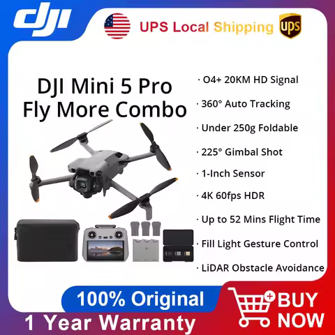 DJI Mini 5 Pro Fly More Combo Mini Drone Foldable 1-Inch Sensor 4K Professional Video Omnidirectiona