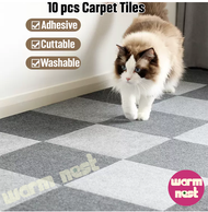 [SG Seller]10PCS self-adhesive carpet tile, anti slip splicing carpet rug, pet floor mat, urine proof waterproof home