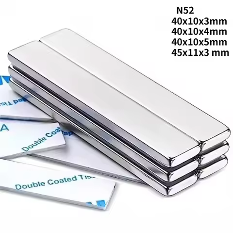 N52 40x10x3 40x10x4 40x10x5 45x11x3 Fridge neodymium double side adhesive Magnet Square Block Motor 