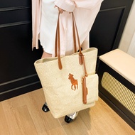 Raffia Woven Tote Bag Leisure Shoulder Bag Female Commuter Leisure Beach Armpit Bag